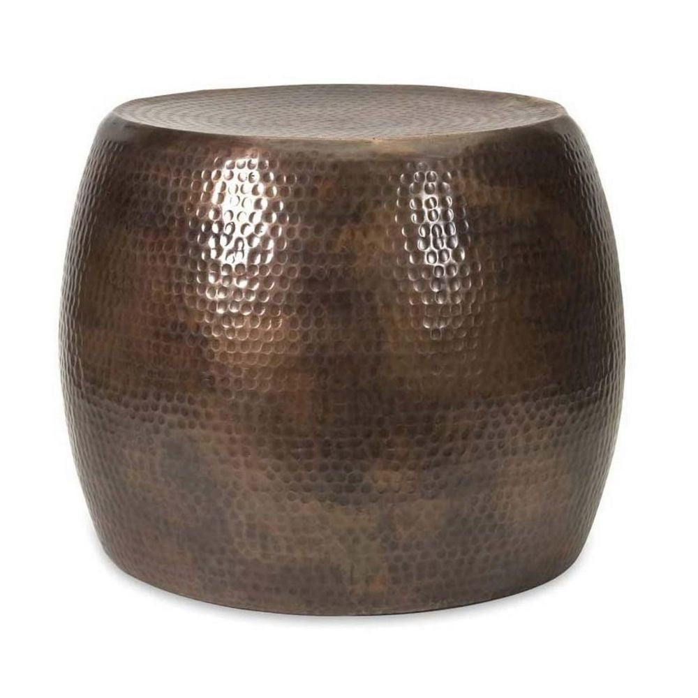 Low Accent Table | 20" | Iron | Drum Shape | Round Top | Brown