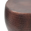 20 Inch Classic Iron Low Accent Table Round Top Drum Shape Brown By Casagear Home BM284752