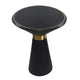 22 Inch Round Mango Wood Side Table, Smooth Brass Accents, Black Finish By Casagear Home