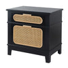 Dana Bedside Table | 27" | 2 Rattan Drawers | Black Brown