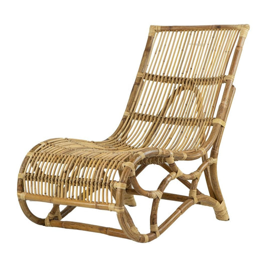 35 Inch Retro Style Rattan Lounge Chair, Slatted Support, Natural Brown By Casagear Home