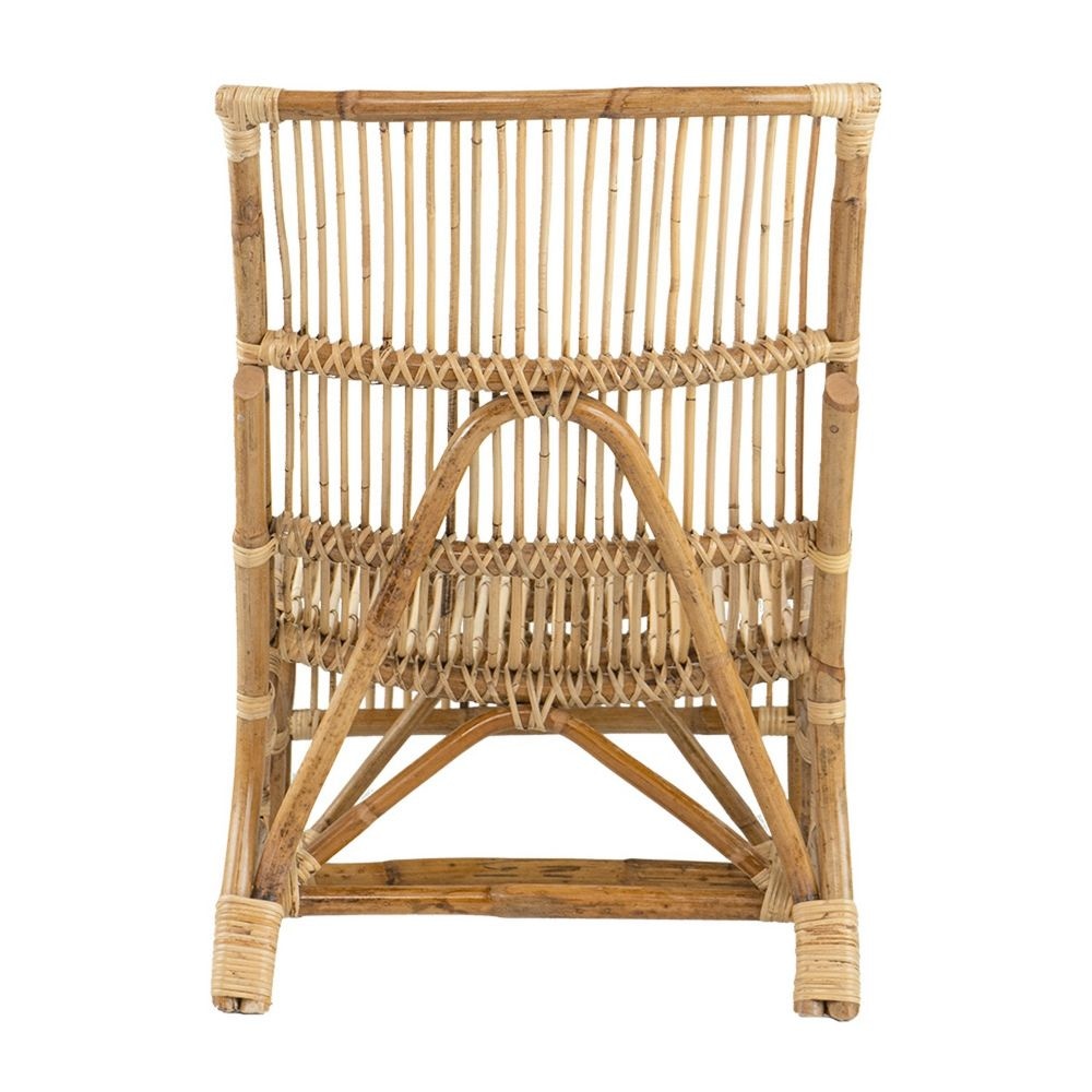 35 Inch Retro Style Rattan Lounge Chair Slatted Support Natural Brown By Casagear Home BM284789