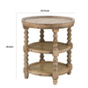 Jake 25 Inch 3 Tier Side Table Fir Wood 2 Woven Wicker Shelves Brown By Casagear Home BM284795