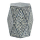 Accent Table Stool | 18" | Hexagonal | Diamond Design | Blue White