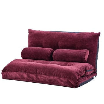 Ross 43 Inch Adjustable Futon Sofa, Folding, 2 Pillows, Reclining, Burgundy By Casagear Home