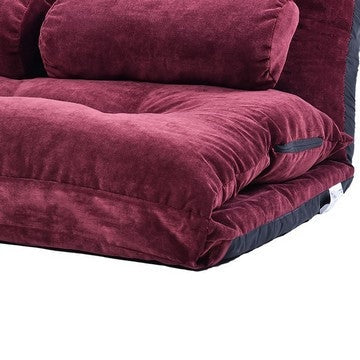Ross 43 Inch Adjustable Futon Sofa Folding 2 Pillows Reclining Burgundy By Casagear Home BM284854
