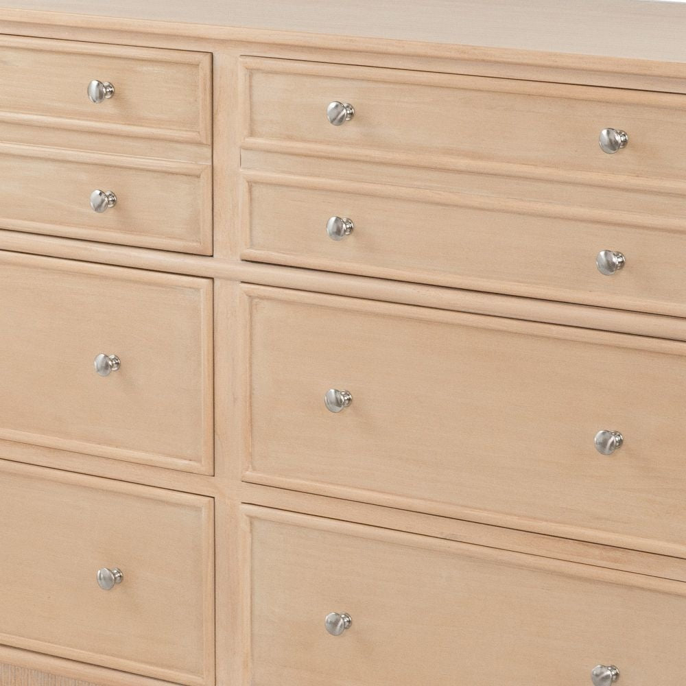 52 Inch Modern Dresser Chest 6 Drawers Metal Knobs Natural Brown By Casagear Home BM284911