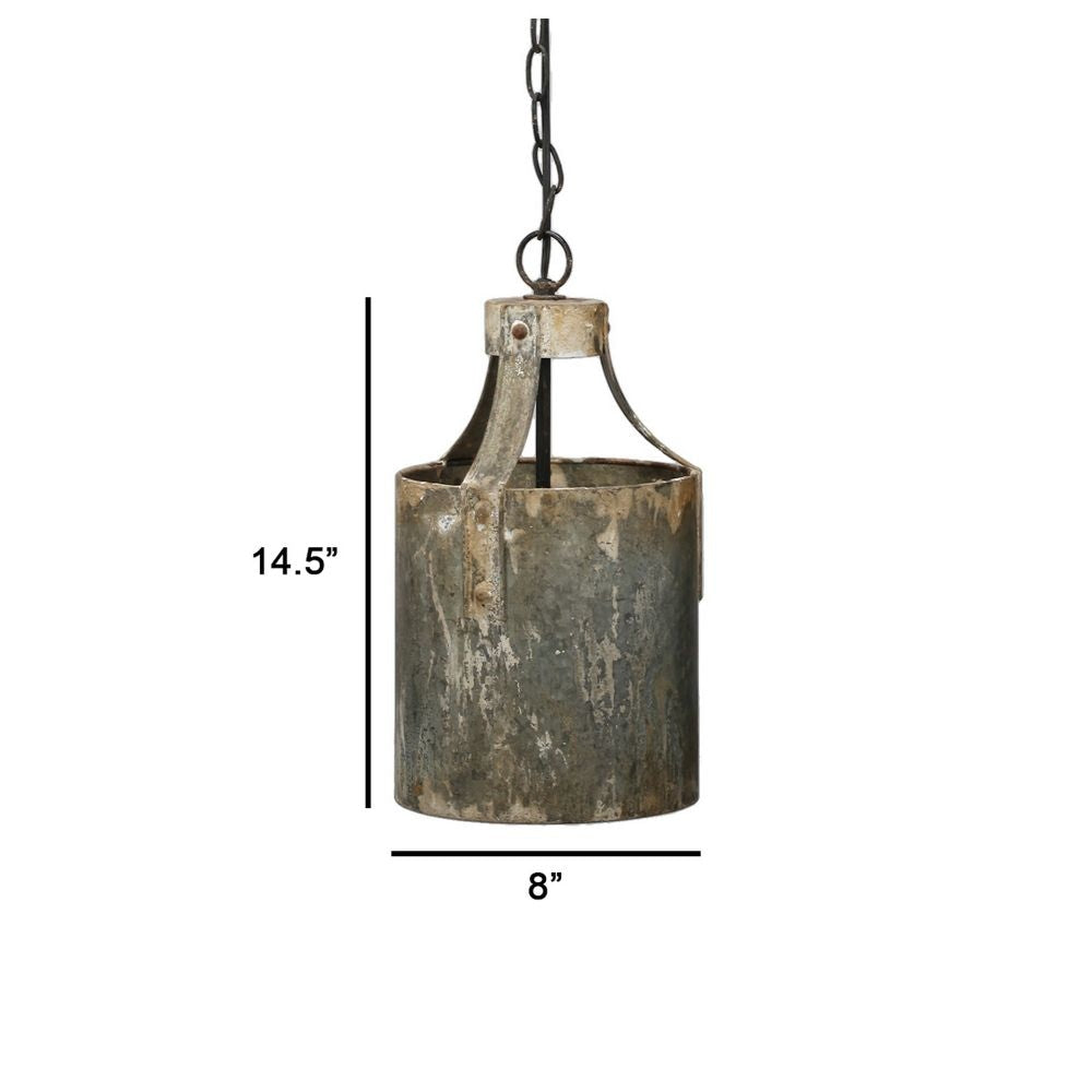 8 Inch Rustic Chandelier Pendant Light Iron Vintage Aged Galvanized Gray By Casagear Home BM284917