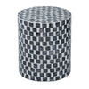 Accent Table | 16" | Drum Shape | Wood Mosaic | White Black