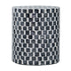 16 Inch Accent Stool Table Drum Shape Wood With Mosaic White Black By Casagear Home BM284921