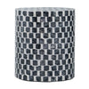16 Inch Accent Stool Table Drum Shape Wood With Mosaic White Black By Casagear Home BM284921