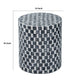 16 Inch Accent Stool Table Drum Shape Wood With Mosaic White Black By Casagear Home BM284921
