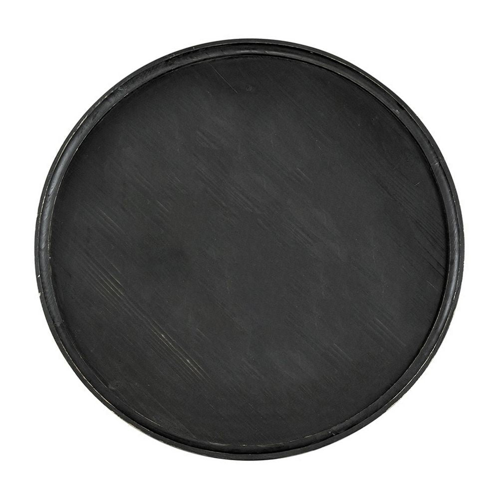 Jake 30 Inch Coffee Table Fir Wood Lower Tier Woven Wicker Shelf Black By Casagear Home BM284922