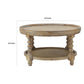 Jake 30 Inch Coffee Table Fir Wood Lower Tier Woven Wicker Shelf Brown By Casagear Home BM284923
