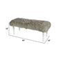 49 Inch Accent Bench Faux Fur Seat Clear Acrylic Legs Smooth Rich Brown By Casagear Home BM284929