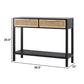 Dana 39 Inch Sofa Console Table 2 Rattan Drawers Black Finish Brown By Casagear Home BM284930