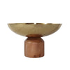 Roe 12 Inch Large Acacia Wood Table Bowl Steel Decorative Gold and Brown By Casagear Home BM284950