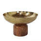 Roe 8 Inch Small Acacia Wood Table Bowl, Steel, Decorative, Gold and Brown By Casagear Home