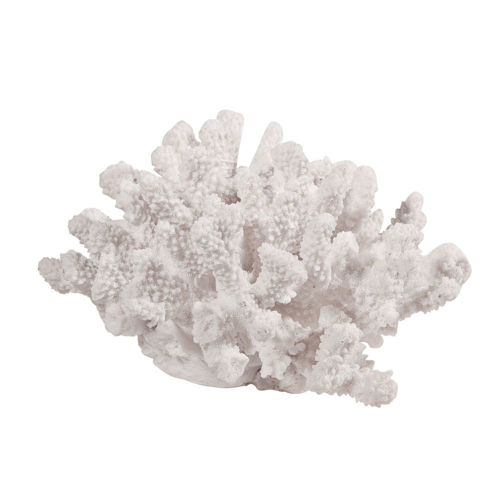 Lily 9 Inch Faux Coral Accent Sculpture, Polyresin Table Decoration, White By Casagear Home