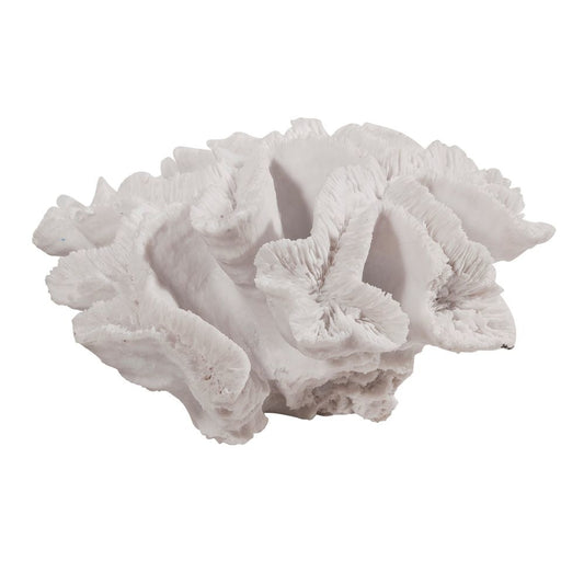 Lily 9 Inch Faux Coral Table Figurine, Polyresin Textured Sculpture, White By Casagear Home