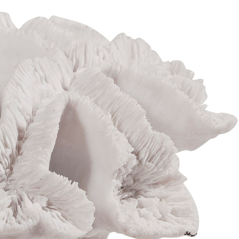Lily 9 Inch Faux Coral Table Figurine Polyresin Textured Sculpture White By Casagear Home BM284969