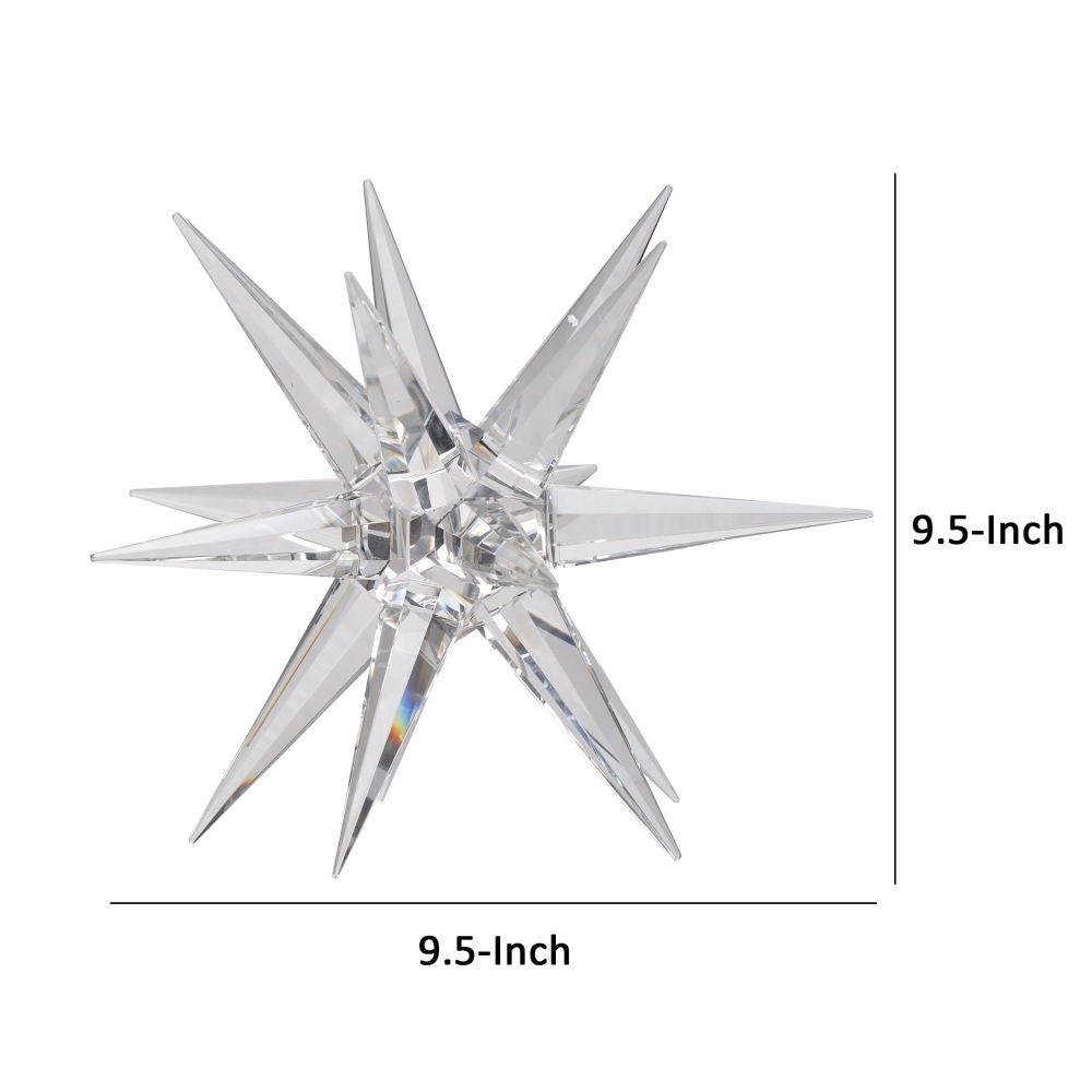 10 Inch Glass Star Accent Decor for Tabletop Elegant Clear Crystalline By Casagear Home BM284971