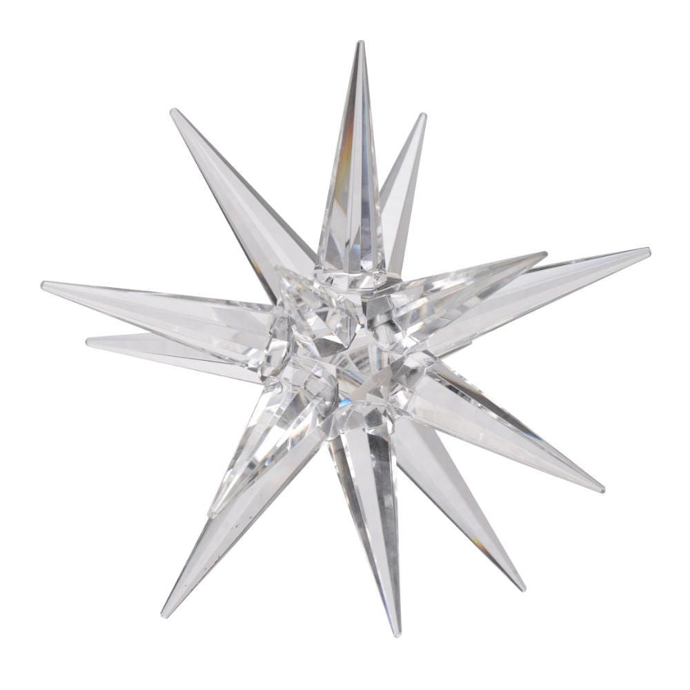 Elegant Clear Crystalline 8-Inch Glass Star Accent Decor for Tabletop From Casagear Home