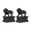 Ari Bookends | Set of 2 | Lion Figurines | Glossy Black Resin