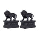 Ari Bookends | Set of 2 | Lion Figurines | Glossy Black Resin