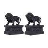 Ari Set of 2 Classic Bookends, Lion Statuette Figurines, Glossy Black Resin By Casagear Home