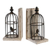 Ari Bookends | Set of 2 | Birdcage Design | Iron Wood | Black Brown