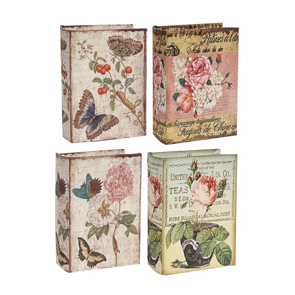 Anya Set of 4 Artisanal Boxes for Accessories, Book Inspired Look, Floral By Casagear Home