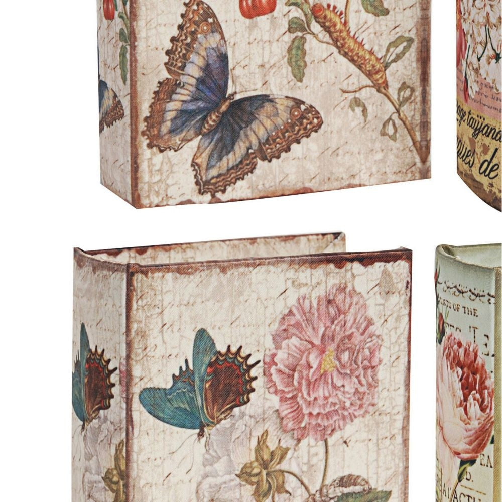 Anya Set of 4 Artisanal Boxes for Accessories Book Inspired Look Floral By Casagear Home BM284994