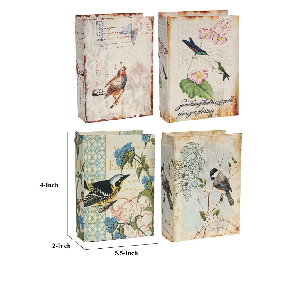 Anya Set of 4 Artisanal Boxes for Accessories Book Inspired Look Birds By Casagear Home BM284995