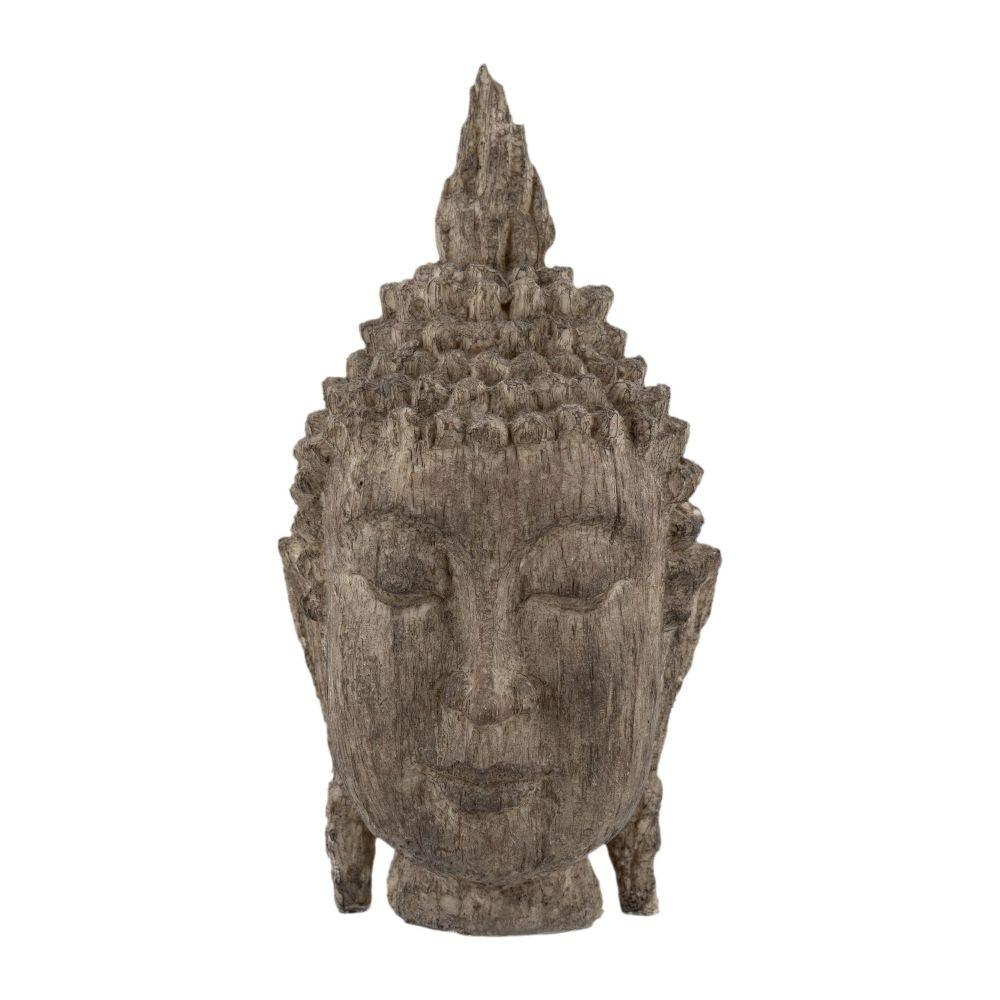 Buddha Head Sculpture | 12" | Polyresin | Calming Accent | Brown
