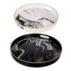 Accent Trays | Set of 2 | Round | Marble Pattern | Black White Gold
