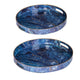 Accent Trays | Set of 2 | Round | Marble Pattern | Blue Gold