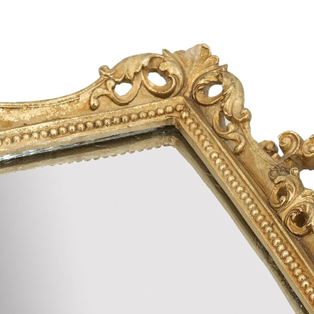 16 Inch Serving Tray Decorative Mirrored Bottom Carved Gold Frame By Casagear Home BM285017