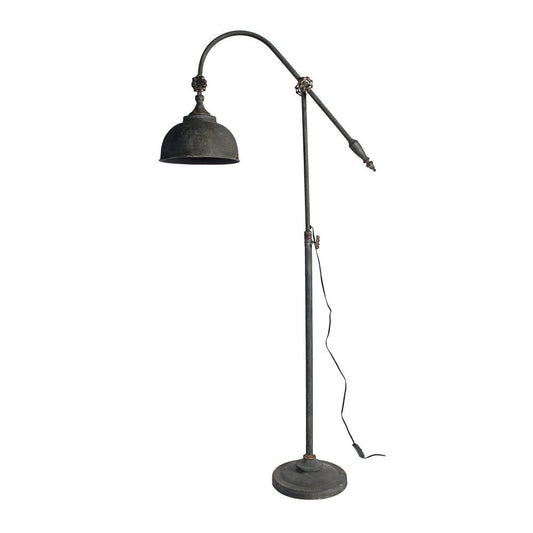 67 Inch Iron Floor Lamp, Adjustable Length Arm, Industrial Antique Black By Casagear Home