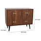 39 Inch Sideboard Cabinet Console Table Double Doors Gold Accents Brown By Casagear Home BM285046