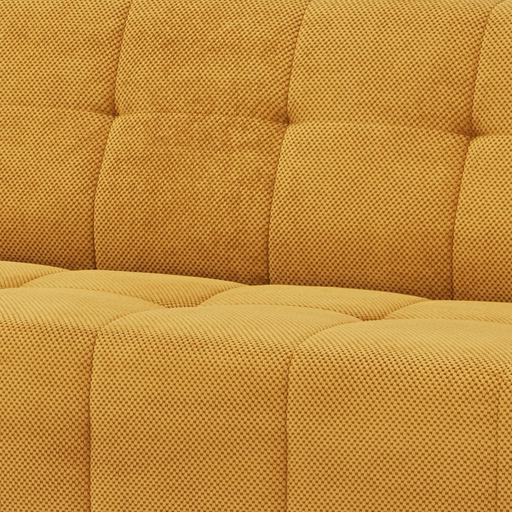 79 Inch Convertible Sofa Bed Futon Tufted Cushions Padded Arms Yellow By Casagear Home BM285049