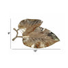 16 Inch Artisanal Dual Leaf Decorative Platter Lightweight Aluminum Gold By Casagear Home BM285082