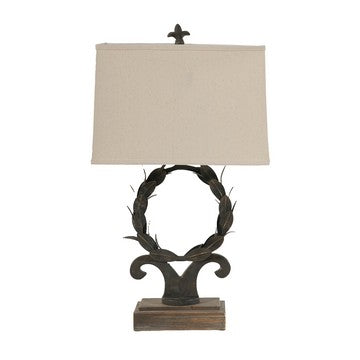 Table Lamp | 26" | Laurel Wreath Iron | Off White Black