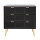 31 Inch Dresser Chest Cabinet 3 Drawers Woven Rattan Modern Black Gold By Casagear Home BM285092