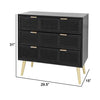 31 Inch Dresser Chest Cabinet 3 Drawers Woven Rattan Modern Black Gold By Casagear Home BM285092
