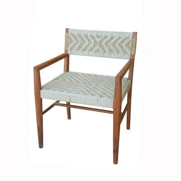 Kia Armchair | 21" | Acacia Wood | Cotton Woven | Natural Cream