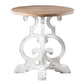 36 Inch Round Table Classic Sculptural Base Wood Modern White Brown By Casagear Home BM285094