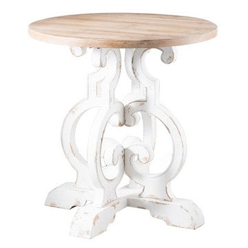 Round Table | 36" | Sculptural Wood Base | White Brown