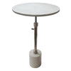 24 Inch Side Table Aluminum Frame Smooth Marble Top Pedestal Base White By Casagear Home BM285098
