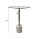 24 Inch Side Table Aluminum Frame Smooth Marble Top Pedestal Base White By Casagear Home BM285098